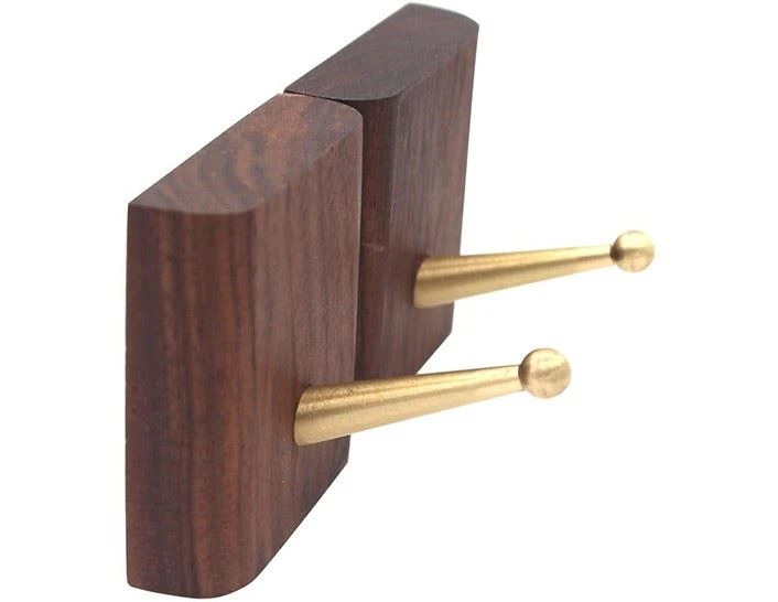 Wooden Brass Coat Hooks