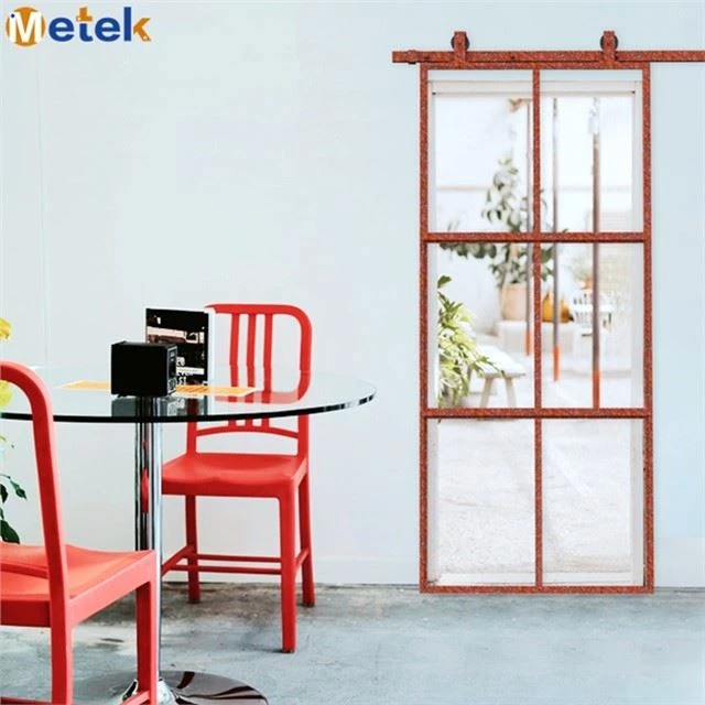 Rustic Steel Frame Glass Barn Door