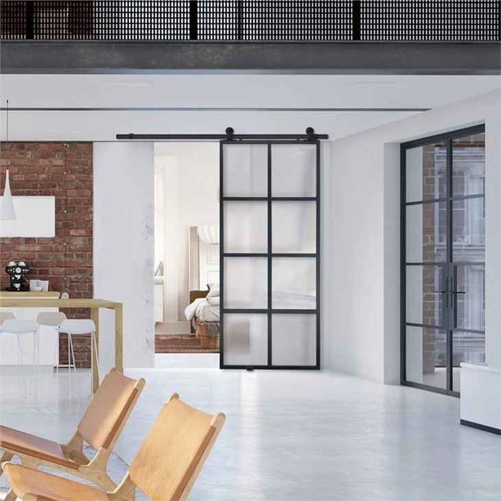 Steel Frame Glass Interior Barn Doors